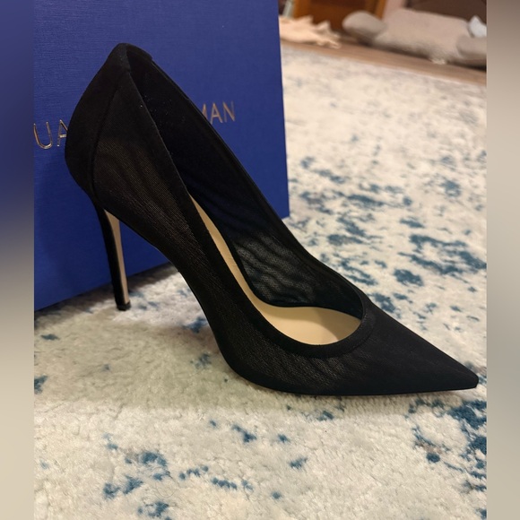 Stuart Weitzman Stuart 100 Pump NWT Sz 9.5 Black Mesh - Picture 4 of 8